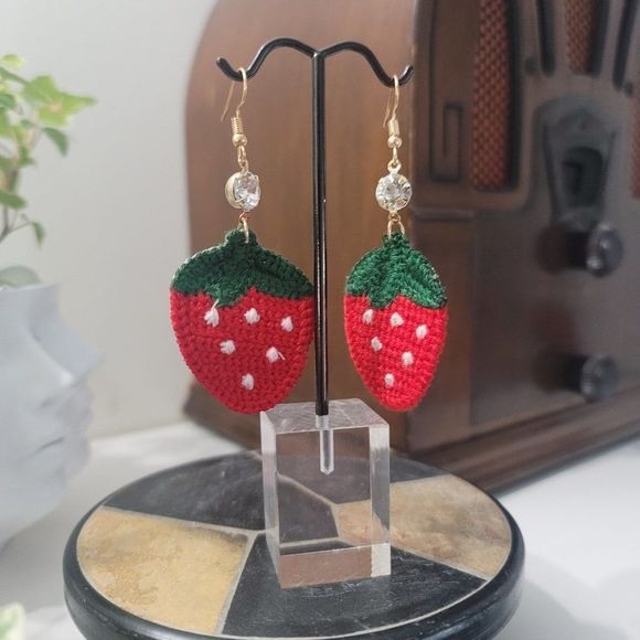 Jewelry - Crochet Strawberry Earrings *NEW*